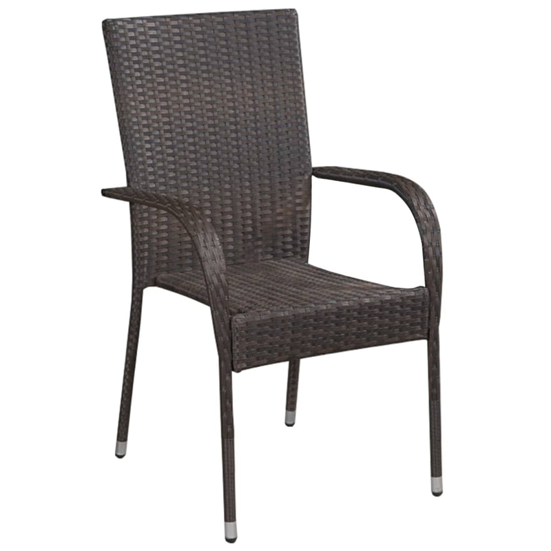 vidaXL Stackable Outdoor Chairs 4 pcs Poly Rattan Brown