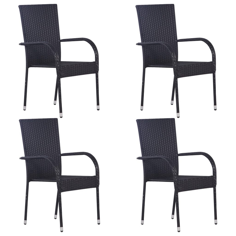 vidaXL Stackable Outdoor Chairs 4 pcs Poly Rattan Black