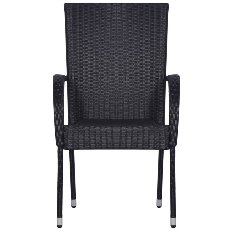 vidaXL Stackable Outdoor Chairs 4 pcs Poly Rattan Black