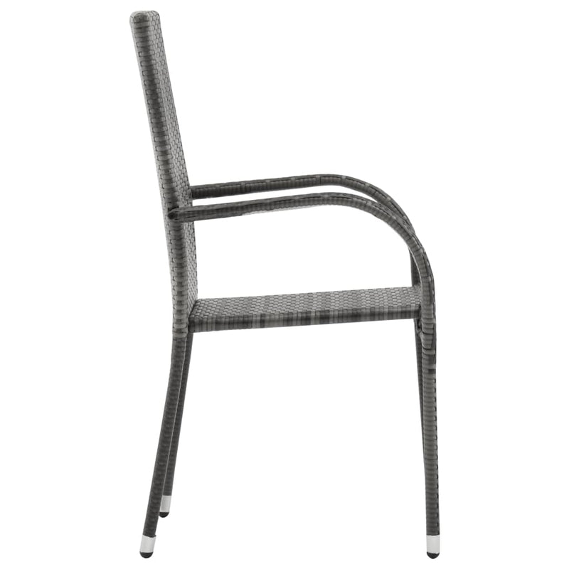 vidaXL Stackable Outdoor Chairs 4 pcs Grey Poly Rattan