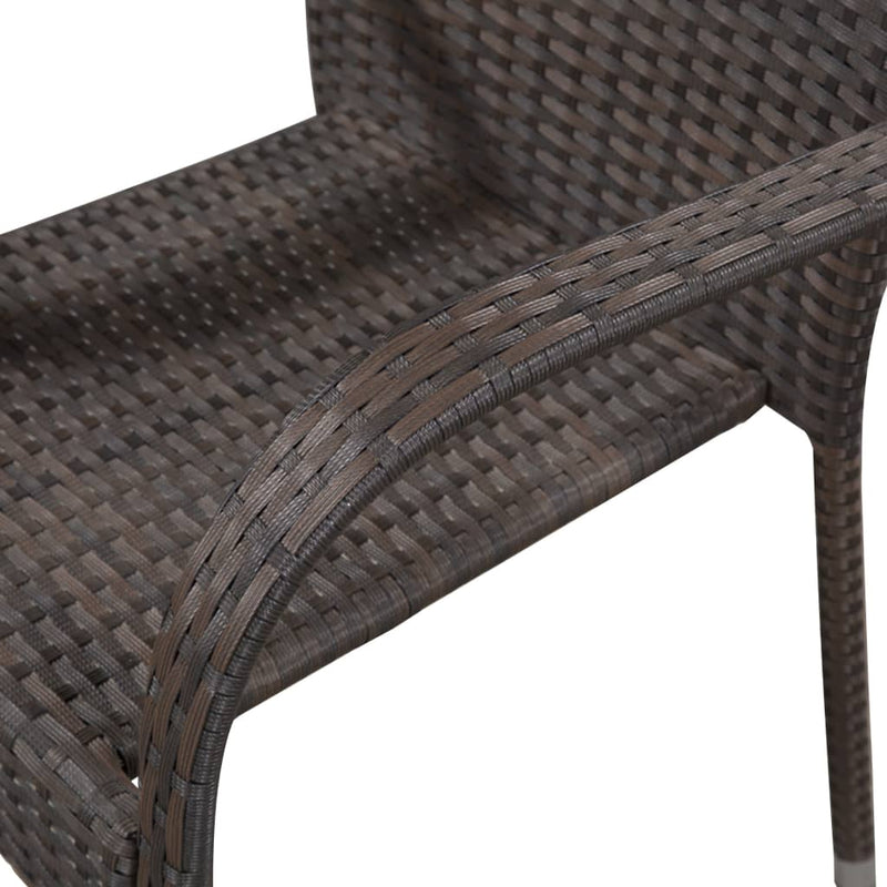 vidaXL Stackable Outdoor Chairs 6 pcs Poly Rattan Brown
