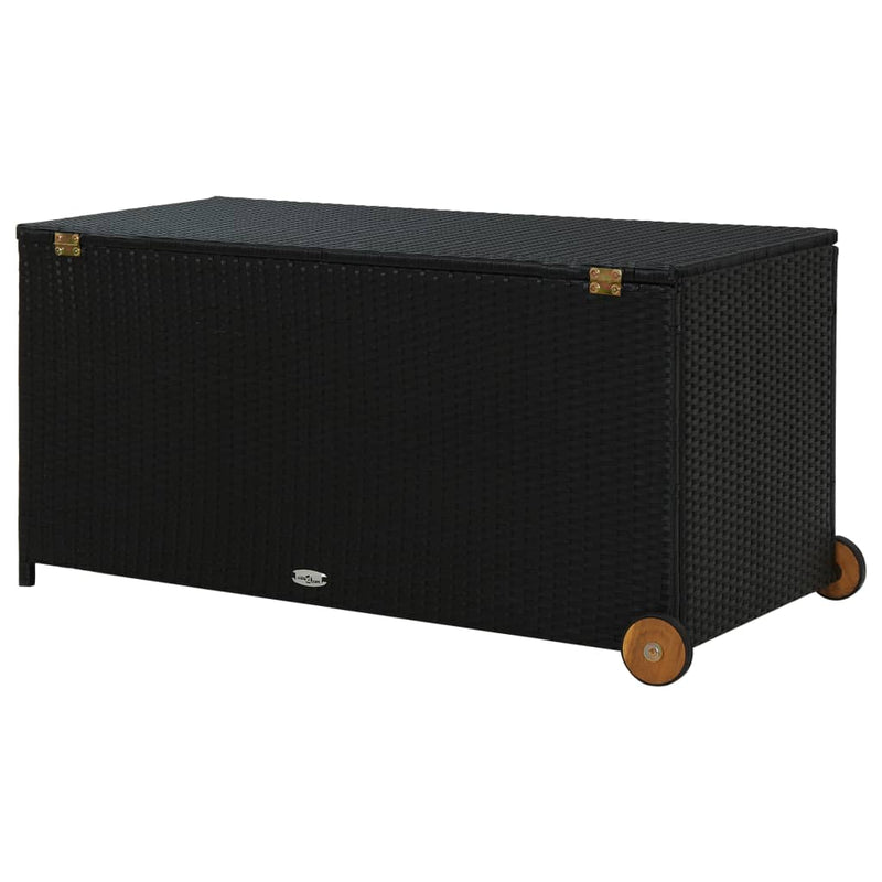 vidaXL Garden Storage Box Black 120x65x61 cm Poly Rattan