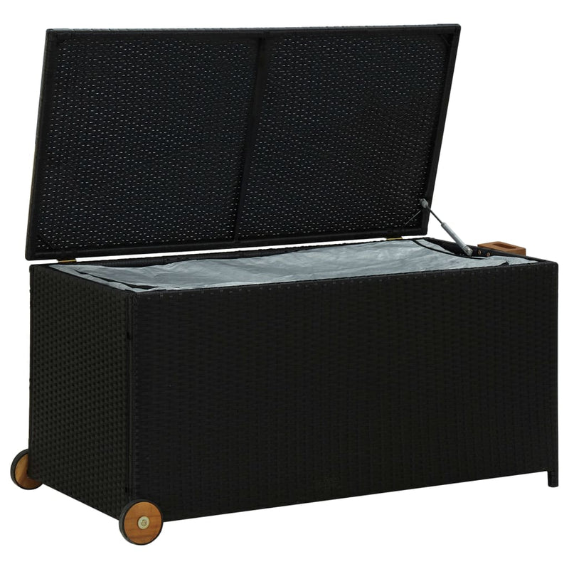 vidaXL Garden Storage Box Black 120x65x61 cm Poly Rattan