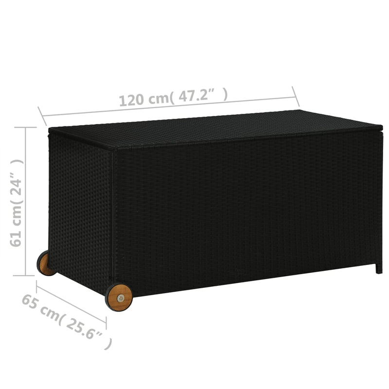 vidaXL Garden Storage Box Black 120x65x61 cm Poly Rattan