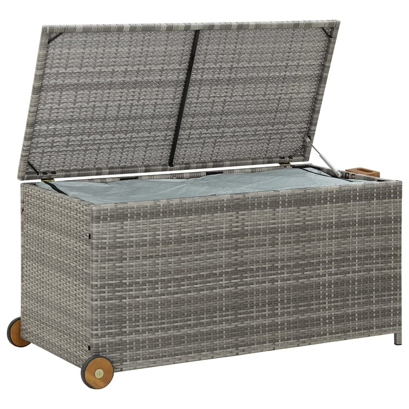 vidaXL Garden Storage Box Light Grey 120x65x115 cm Poly Rattan