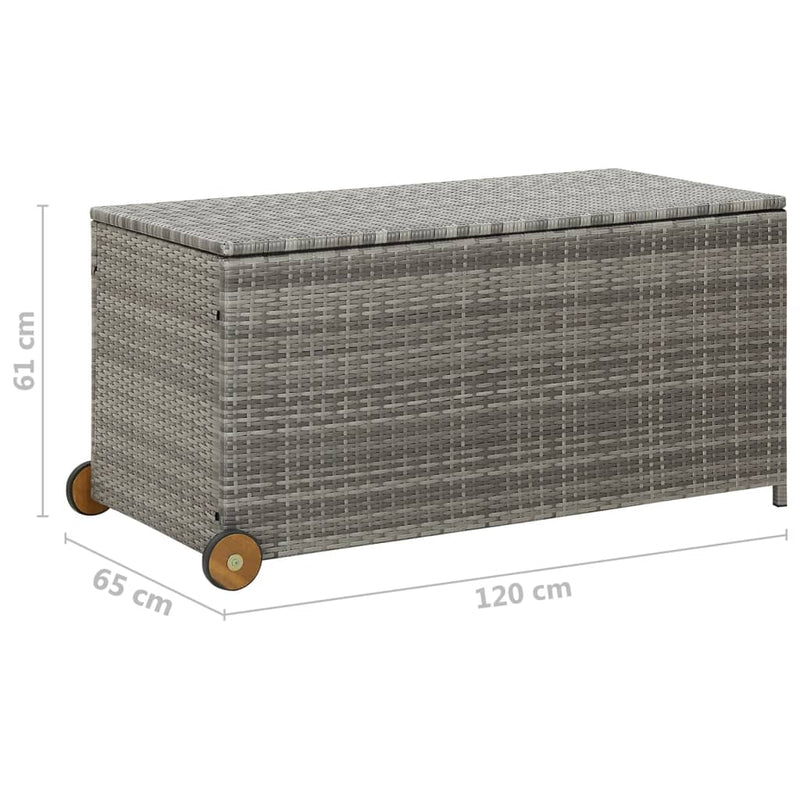 vidaXL Garden Storage Box Light Grey 120x65x115 cm Poly Rattan