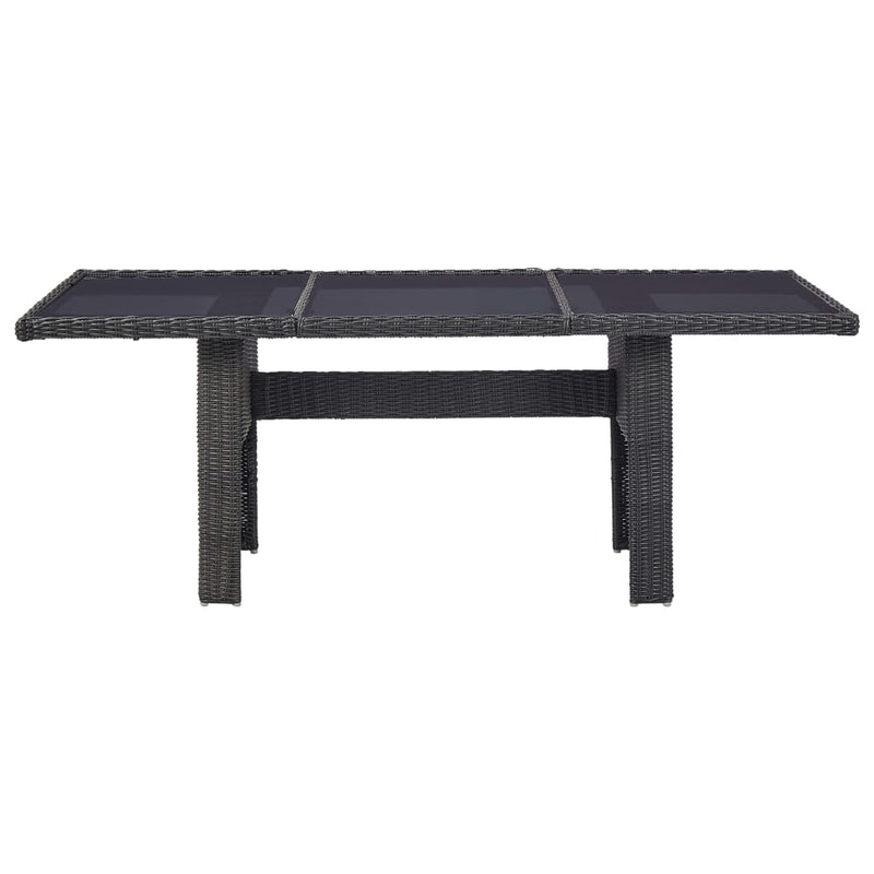 vidaXL Garden Dining Table Black 200x100x74 cm Glass and Poly Rattan