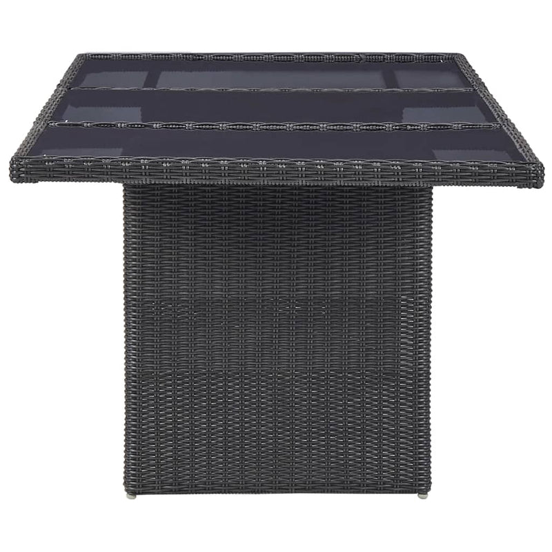vidaXL Garden Dining Table Black 200x100x74 cm Glass and Poly Rattan