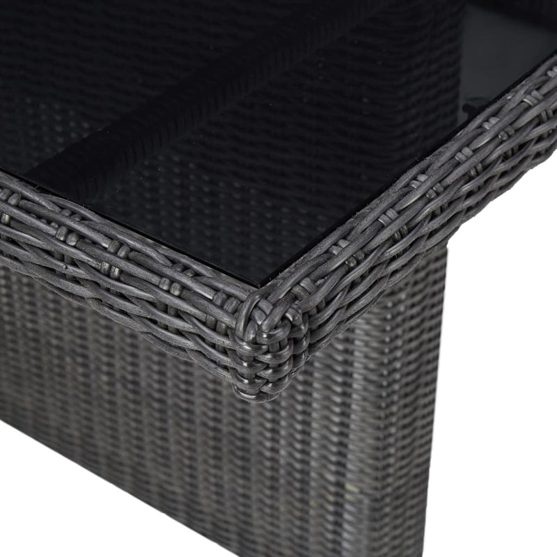 vidaXL Garden Dining Table Black 200x100x74 cm Glass and Poly Rattan