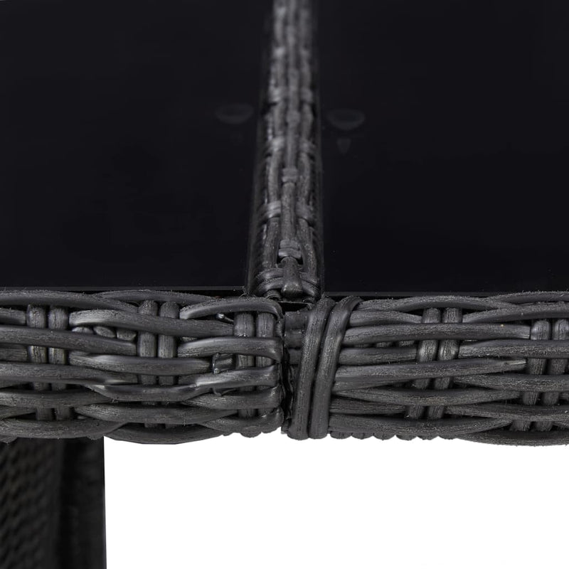 vidaXL Garden Dining Table Black 200x100x74 cm Glass and Poly Rattan