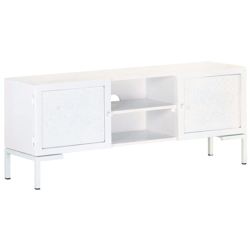 vidaXL TV Cabinet White 115x30x46 cm Solid Mango Wood