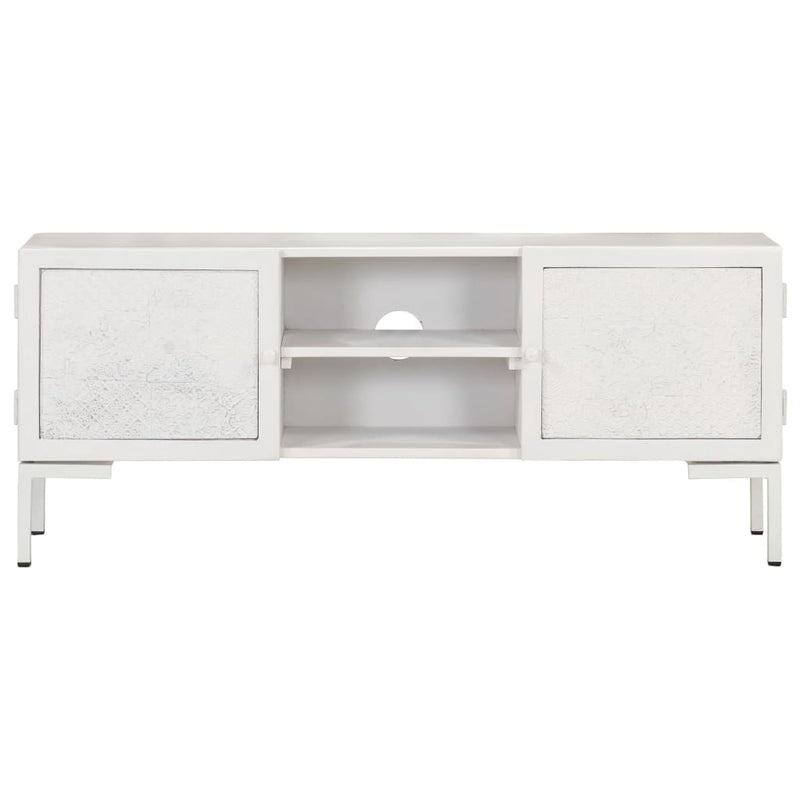 vidaXL TV Cabinet White 115x30x46 cm Solid Mango Wood