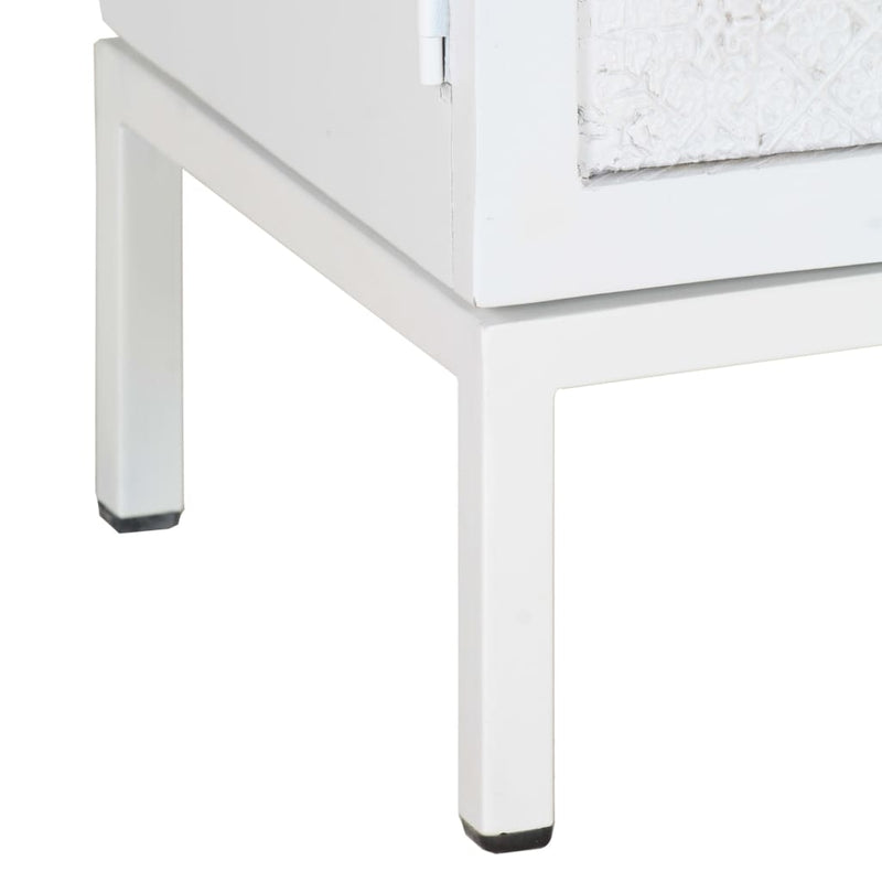 vidaXL TV Cabinet White 115x30x46 cm Solid Mango Wood