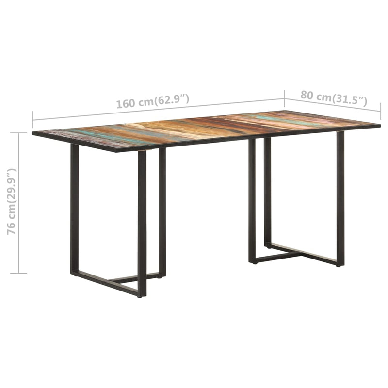 vidaXL Dining Table 160 cm Solid Reclaimed Wood