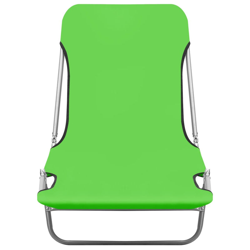 vidaXL Folding Sun Loungers 2 pcs Steel and Fabric Green