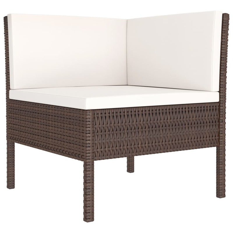 vidaXL 3 Piece Garden Lounge Set with Cushions Poly Rattan Brown