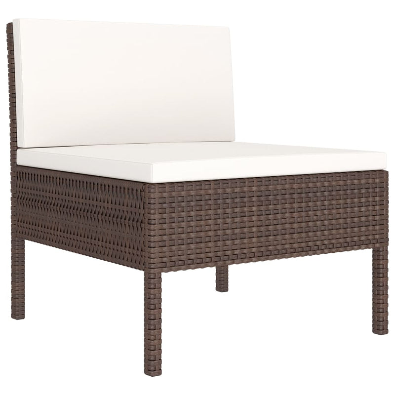 vidaXL 3 Piece Garden Lounge Set with Cushions Poly Rattan Brown