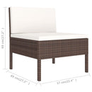 vidaXL 3 Piece Garden Lounge Set with Cushions Poly Rattan Brown