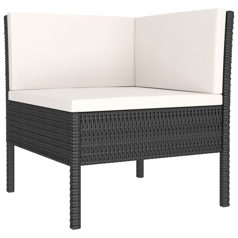 vidaXL 3 Piece Garden Lounge Set with Cushions Poly Rattan Black