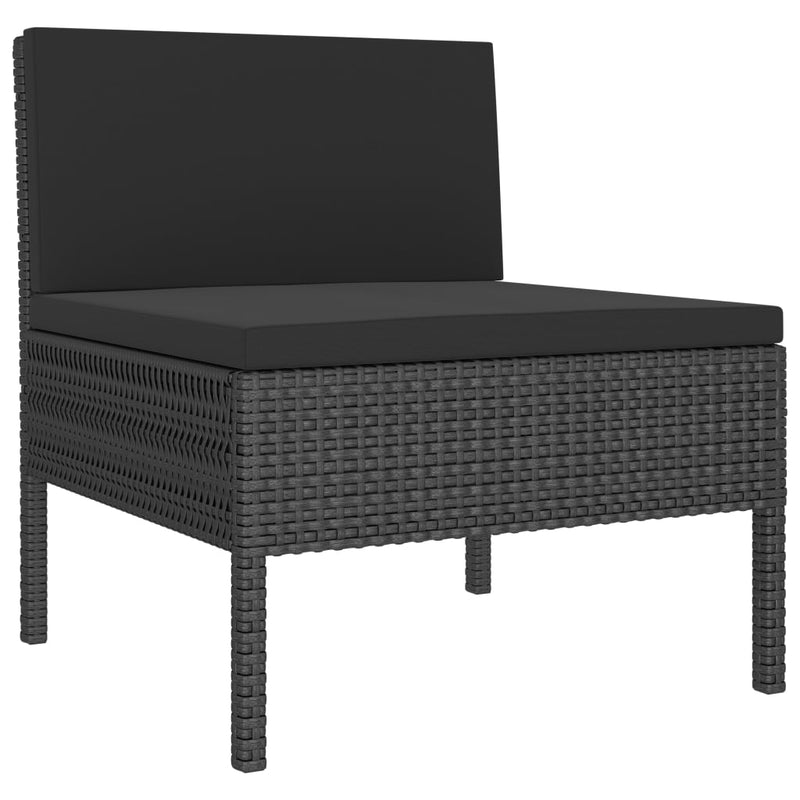 vidaXL 3 Piece Garden Lounge Set with Cushions Poly Rattan Black