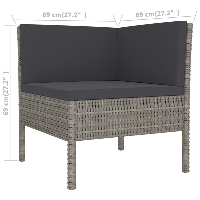 vidaXL 3 Piece Garden Lounge Set with Cushions Poly Rattan Black