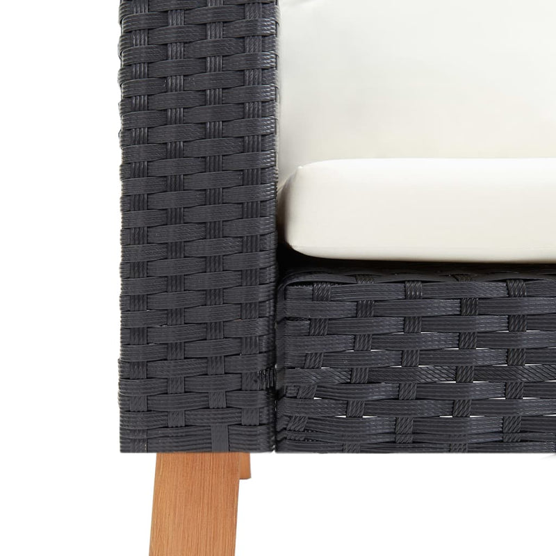 vidaXL 3-Seater Garden Sofa with Cushions Poly Rattan Black
