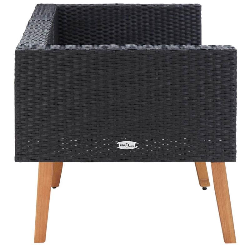 vidaXL 2-Seater Garden Sofa with Cushions Poly Rattan Black