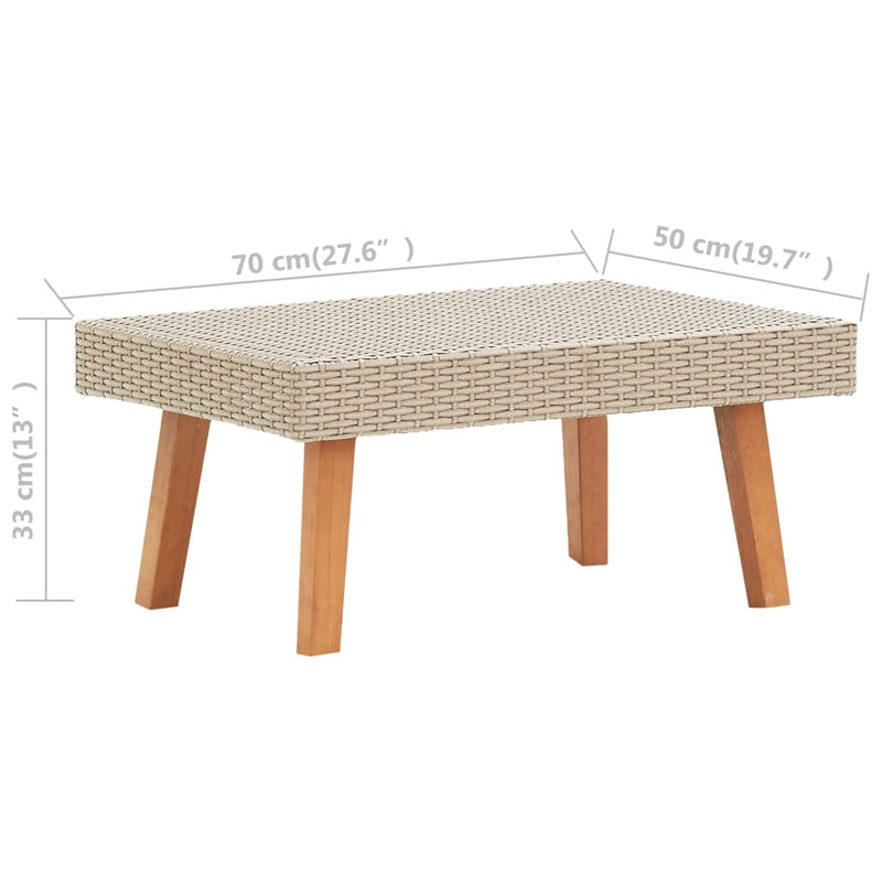 vidaXL Garden Coffee Table Poly Rattan Beige