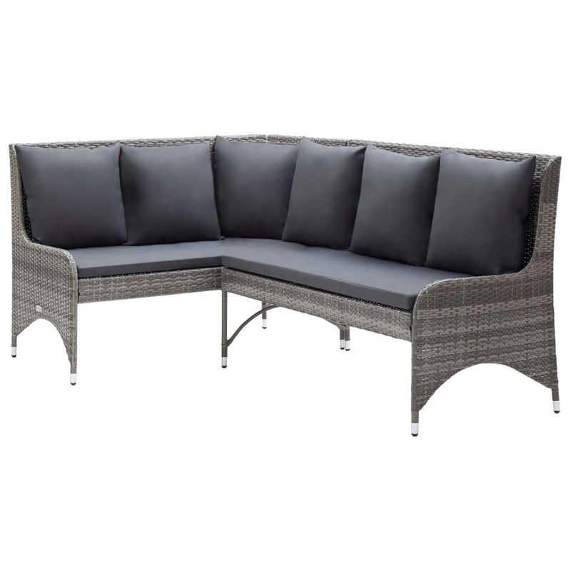 vidaXL Garden Corner Sofas 2 pcs Poly Rattan Grey