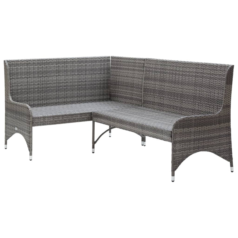 vidaXL Garden Corner Sofas 2 pcs Poly Rattan Grey