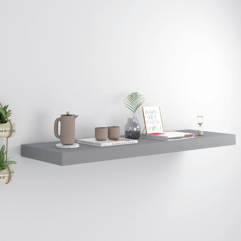 vidaXL Floating Wall Shelf Grey 80x23.5x3.8 cm MDF