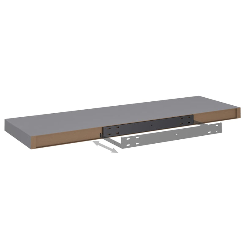 vidaXL Floating Wall Shelves 2 pcs Grey 80x23.5x3.8 cm MDF