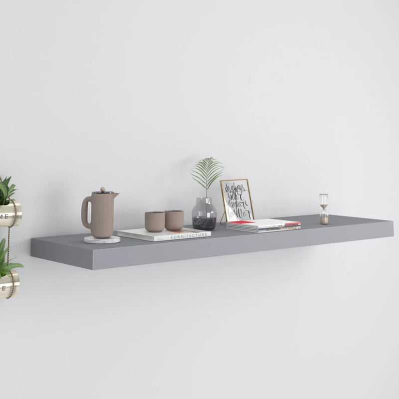 vidaXL Floating Wall Shelf Grey 90x23.5x3.8 cm MDF