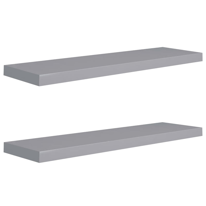 vidaXL Floating Wall Shelves 2 pcs Grey 90x23.5x3.8 cm MDF