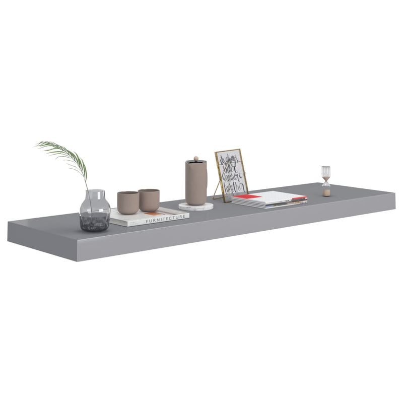vidaXL Floating Wall Shelves 2 pcs Grey 90x23.5x3.8 cm MDF