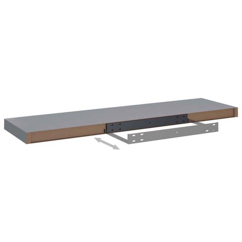 vidaXL Floating Wall Shelves 2 pcs Grey 90x23.5x3.8 cm MDF