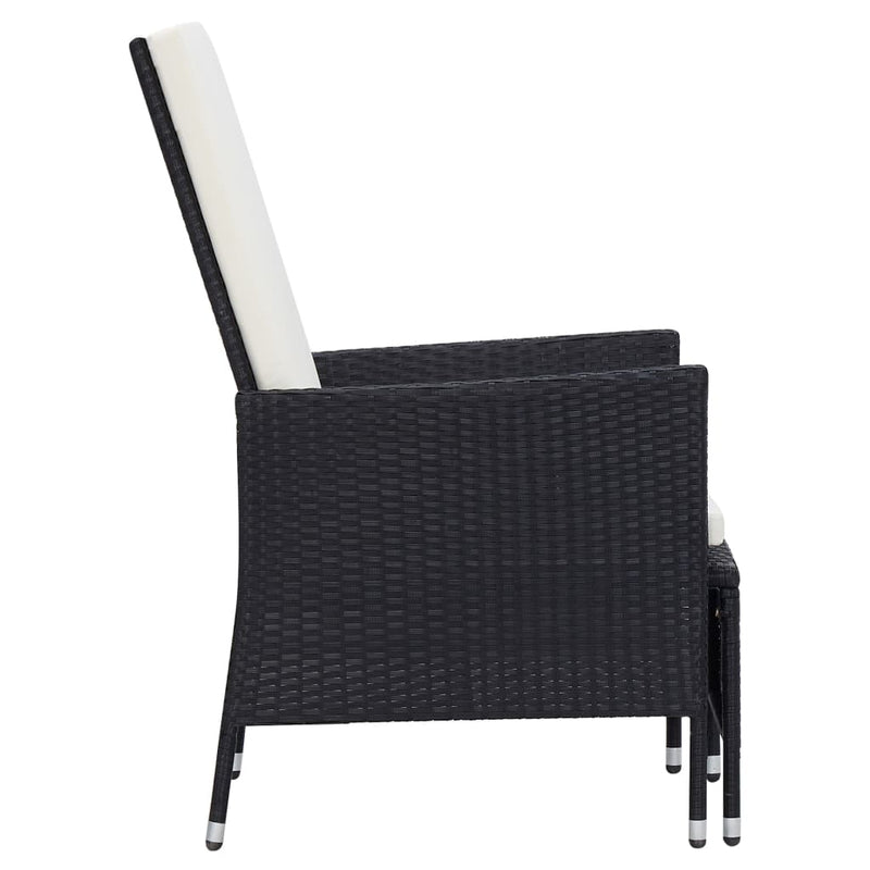 vidaXL 2 Piece Garden Lounge Set with Cushions Poly Rattan Black