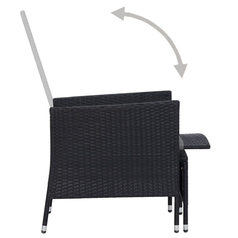 vidaXL 2 Piece Garden Lounge Set with Cushions Poly Rattan Black