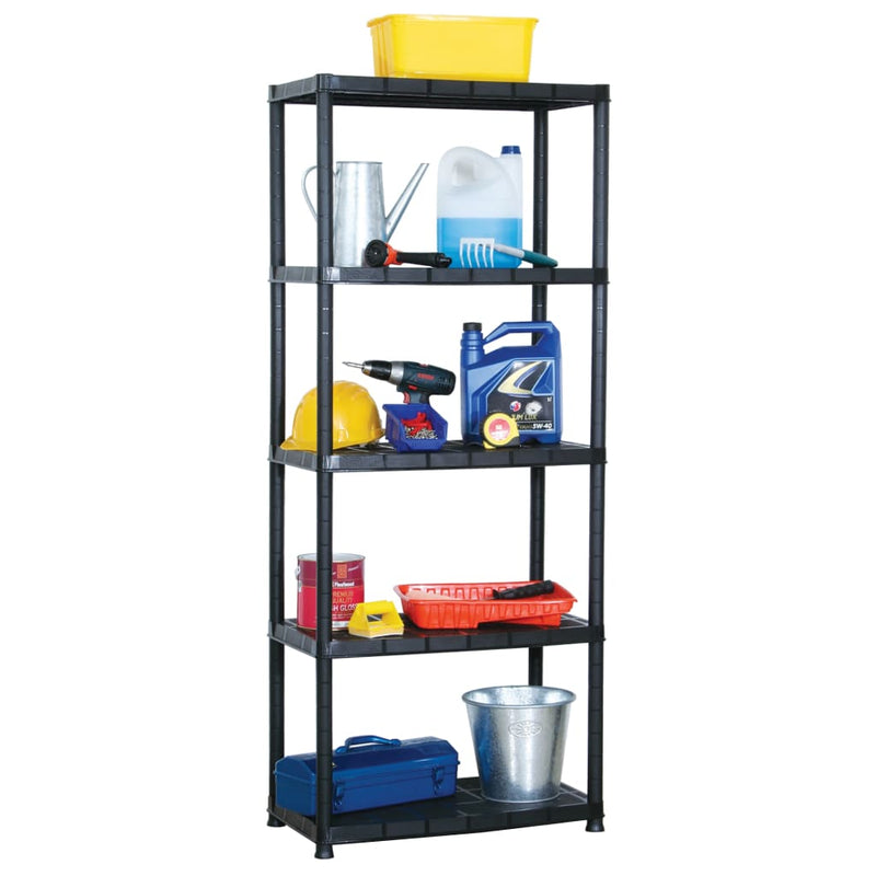 vidaXL Storage Shelf 5-Tier Black 71x38x170 cm Plastic
