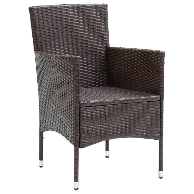 vidaXL Garden Dining Chairs 4 pcs Poly Rattan Brown