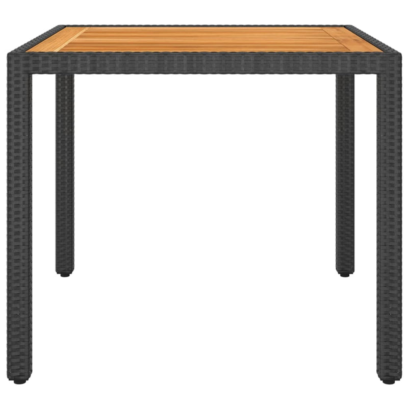 vidaXL Garden Table Black 90x90x75 cm Poly Rattan