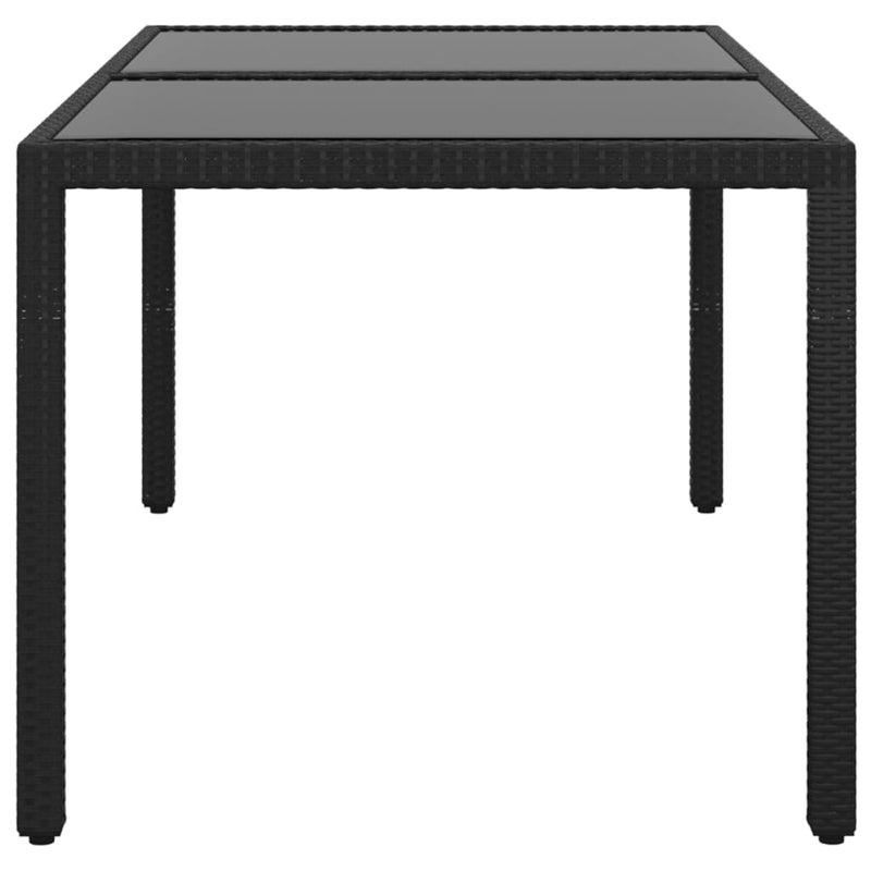 vidaXL Garden Table 150x90x75 cm Tempered Glass and Poly Rattan Black
