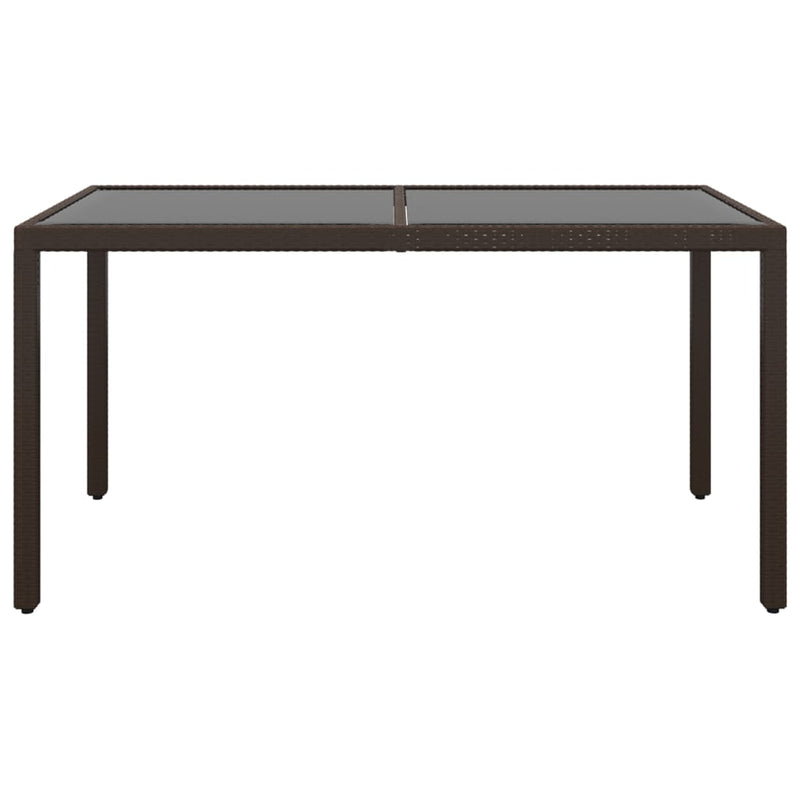 vidaXL Garden Table 150x90x75 cm Tempered Glass and Poly Rattan Brown