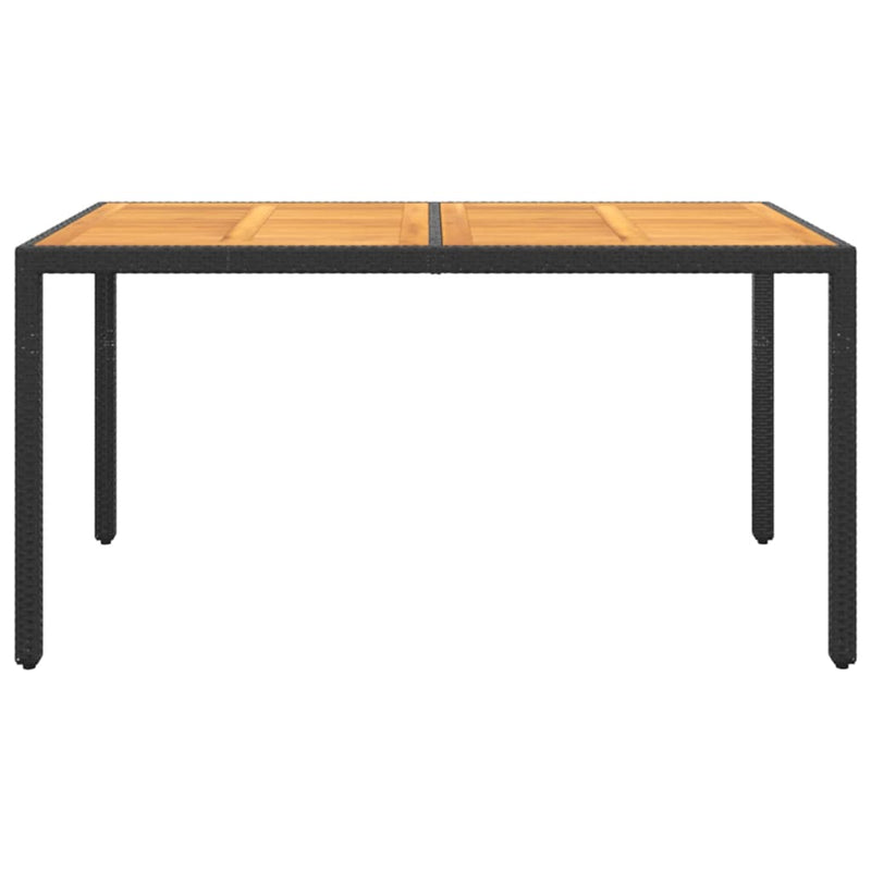 vidaXL Garden Table 150x90x75 cm Acacia Wood and Poly Rattan Black