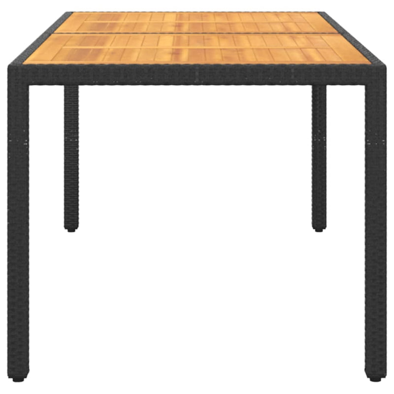 vidaXL Garden Table 150x90x75 cm Acacia Wood and Poly Rattan Black
