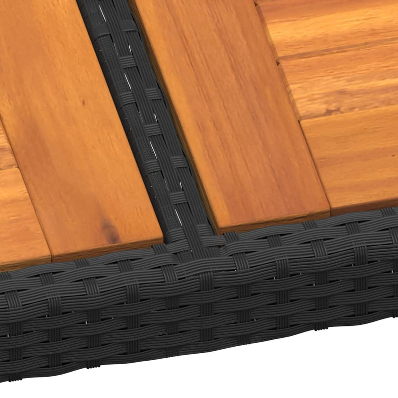 vidaXL Garden Table 150x90x75 cm Acacia Wood and Poly Rattan Black