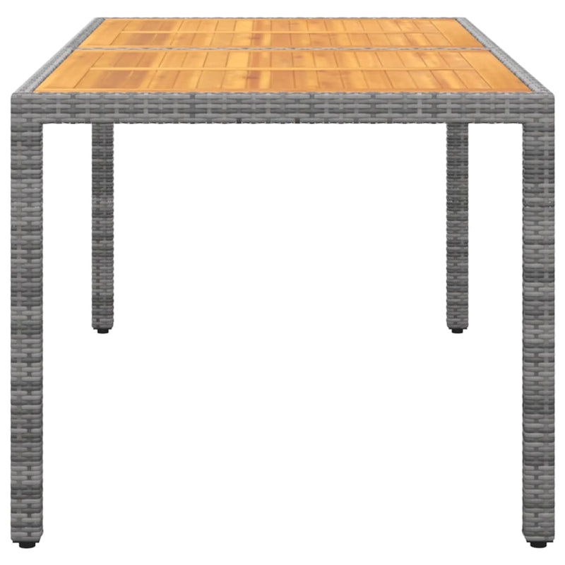 vidaXL Garden Table 150x90x75 cm Acacia Wood and Poly Rattan Grey