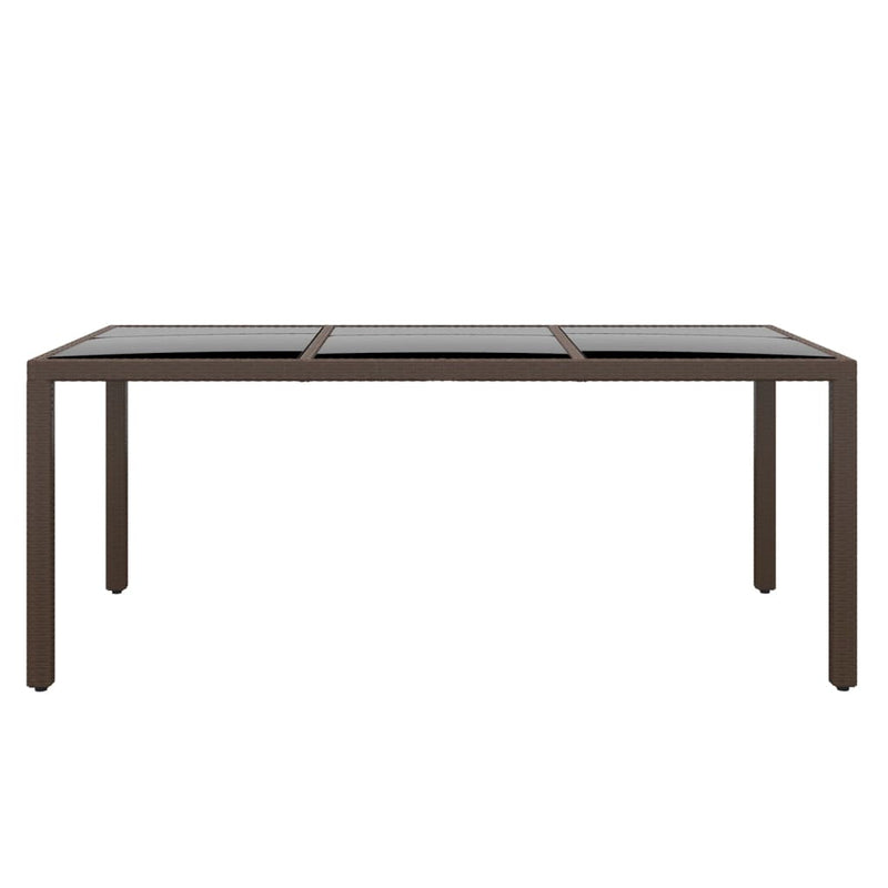 vidaXL Garden Table 190x90x75 cm Tempered Glass and Poly Rattan Brown