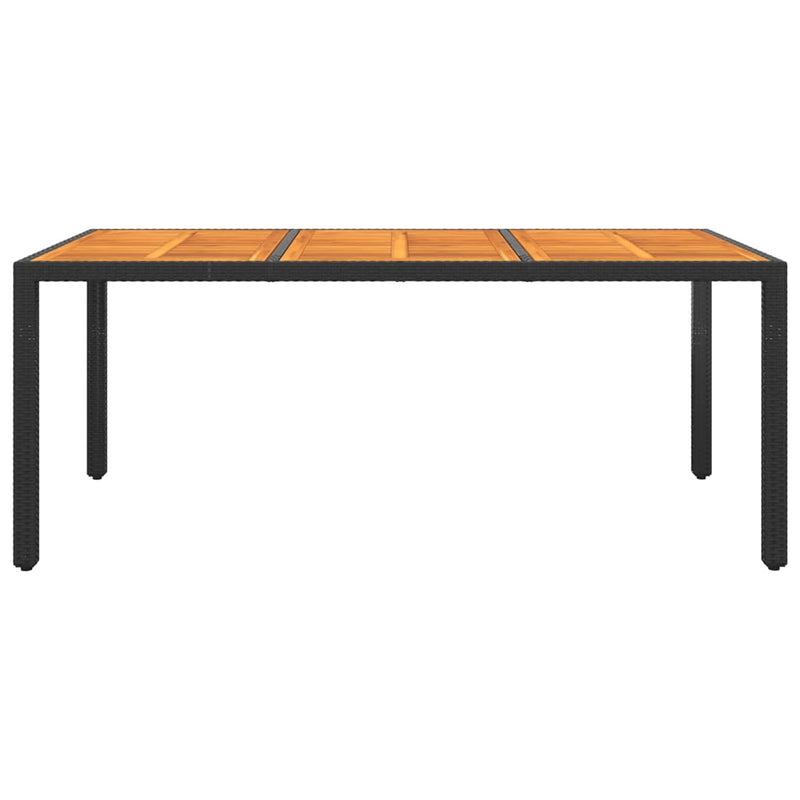 vidaXL Garden Table 190x90x75 cm Acacia Wood and Poly Rattan Black