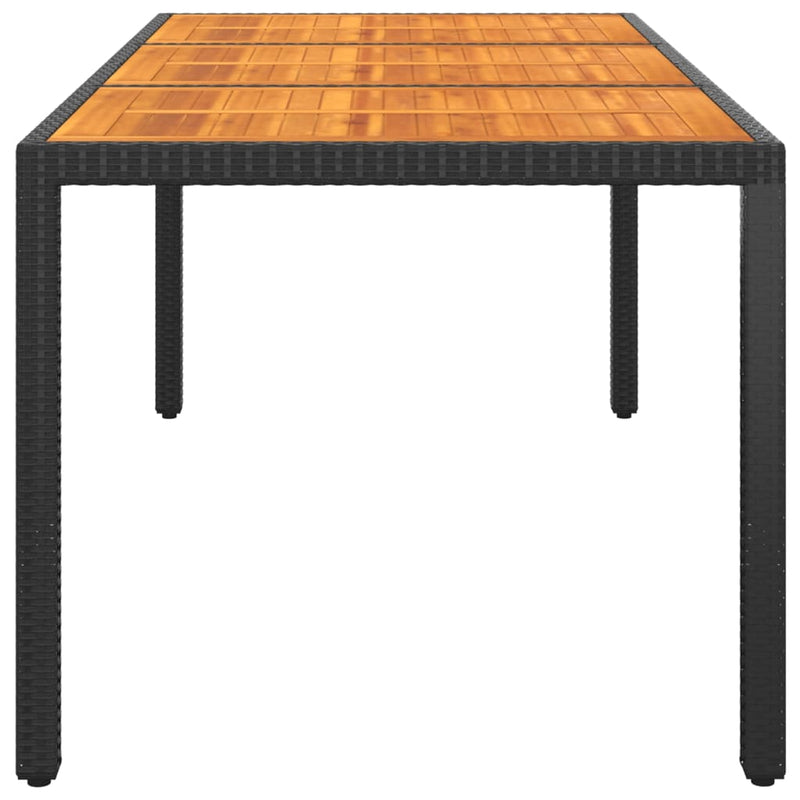 vidaXL Garden Table 190x90x75 cm Acacia Wood and Poly Rattan Black